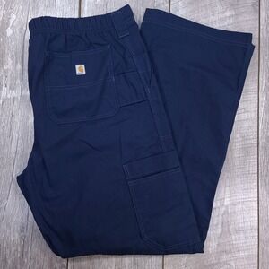 Carhartt Cargo Scrub Pants Mens Large Navy Blue Ripstop Utility C54108
